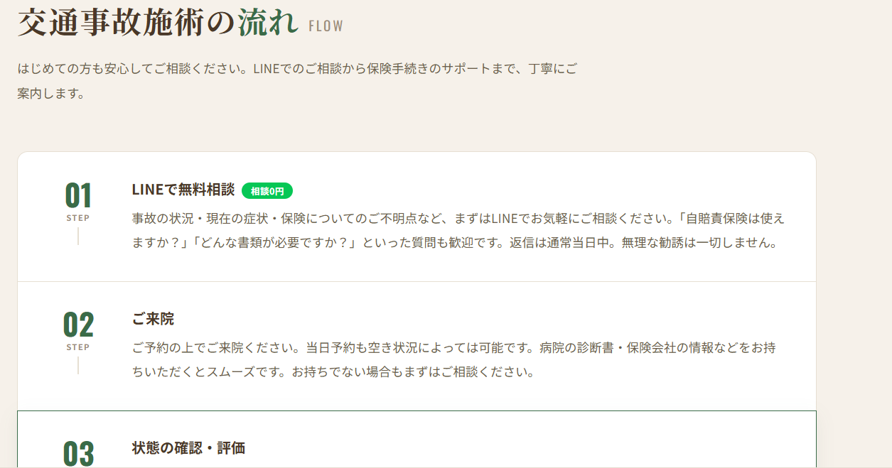 交通事故施術の流れ